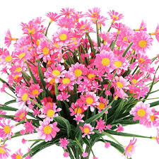 Window boxes filled with flowers add cheery color and brighten up windows, but an artificial flower arrangement might be best if the window box is hard to access or easy to forget. Ksnnrsng Artificial Daisy Flowers Outdoor Fake Flowers For Decoration Faux Plastic Foliage Greenery Shrubs Flower Garden Porch Window Box Hanging Plants Indoor Decor Pink Buy Online In Bahamas At Bahamas Desertcart Com Productid
