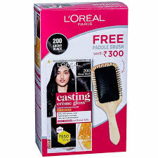 L'oreal paris casting crème gloss no ammonia hair color for shiny hair 210 ashy black. Buy Loreal Paris Casting Creme Gloss Conditioning Hair Color 200 Ebony Black Free Paddle Brush 87 5 G 72 Ml Online Sastasundar Com