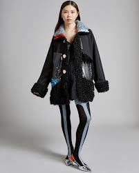 Joanne Hynes Sylvia Borg, Nylon And Patchwork Sequin Swing Cargo Coat