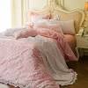 Vintage martex pink blue and green floral full flat bed sheet with lovely white eyelet lace border. 1