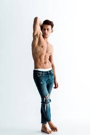 Sexy Man With Barefoot Standing In Jeans Free Stock Photo And Image