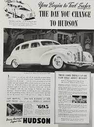 1939 Hudson Six Touring Sedan Vintage Car Ad Feel Safer Car Ads Vintage Cars Ads
