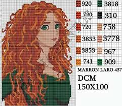 Princess Merida From Brave Cartoon Crochet Graph Disney Cross Stitch Cross Stitch Patterns Stitch Cartoon