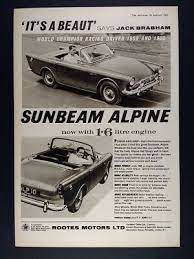 1961 Sunbeam Alpine Convertible Jack Brabham Photo Vintage Print Ad Ebay Sunbeam Vintage Prints Print Ads