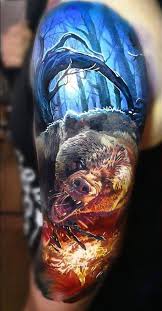 11 tattoo of flowers on the shoulder; 30 Best Bear Tattoo Designs To Get Bold Look Brainy Readers