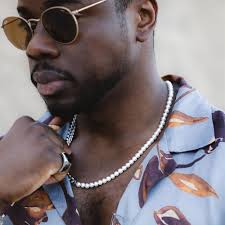 Collier homme, collier chaîne de perles en argent, collier demi-chaîne  demi-perle pour homme, chaîne en argent perle pour homme Bijoux pour homme 