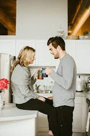 Coffee Sweatpants And Kisses Make This In Home Engagement Shoot Perfect Home Engagement Shoot Couples Lifestyle Home Photo Shoots