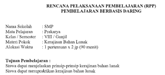 Rpp Daring Prakarya Kelas 8 Semester Ganjil Kurikulum 2013 Tahun Pelajaran 2020 2021 Didno76 Com