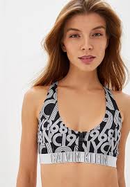 Černo-bílý vrchní díl plavek s potiskem Calvin Klein 0815