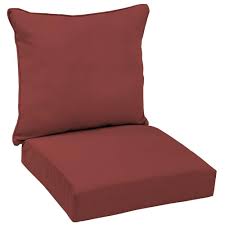 Hampton Bay Chili Solid Welted 2 Piece Deep Seating Outdoor Lounge Chair Cushion Set Patio Chair Cushions Outdoor Deep Seat Cushions Patio Chairs