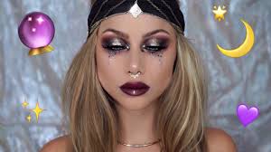 1) reiforced the inside corners of the box 2) painted the entire box black with dollar store paint, painted the bamboo legs black 3) attached …. Fortune Teller Makeup Tutorial Halloween Costume Beeisforbeeauty Youtube