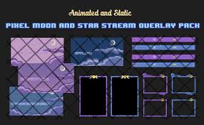 Retro Pixel Moon Stars Twitch Overlay Set Animated Starting Ending And Brb Chat Boxes Twitch In 2020 Overlays Twitch Stars And Moon