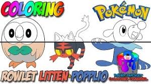 It is one of the three starter pokémon of the alola region, the other two being litten and rowlet. Rowlet Litten And Popplio Coloring Pages Pokemon Sun And Moon Starters Coloring Book Youtube