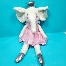 Elephant Pink Grey Star Crown Plush Princess Dress Easter Ballerina Stuffed  18