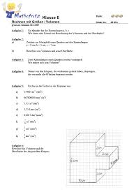 Übungen klassenarbeit mathe 3 klasse textaufgaben. Aufgaben Volumen Quader Wuerfel Matheaufgaben Klasse 6