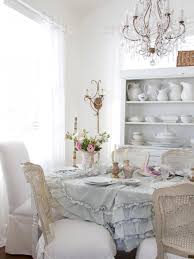 Chic dining room decor brimming rustic impression. Shabby Chic Dining Room With Dishware Display Hgtv