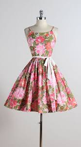 Candy Jrs Vintage 1950s Dress Rose Print Cotton Cotton Lining Button Sleeve Accents Detachable Tie Vintage 1950s Dresses Vintage Dresses 50s Dresses