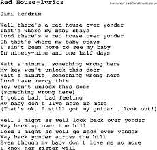 Blues Guitar Lesson For Red House Lyrics With Chords Tabs And Lyrics
