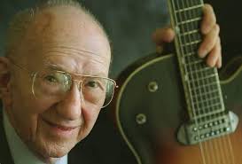 George Van Eps (g) at his Huntington Beach home 1997 (Photo by Robert  Lachman), George Van Eps, Bulls Head, Chislehurst, April, 1993 (Photo by  Jazz Services) 1952 Van Eps Archtop (Photo by