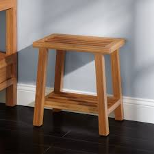 freestanding bamboo slotted bathroom stool