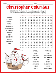 The crossword puzzles in this section are graded into the categories of easy. Christopher Columbus Word Search