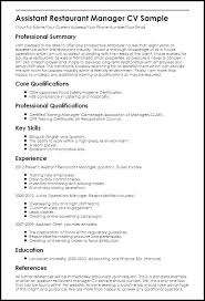 The assistant finance manager will play a vital role in improving and maintaining the financial standing of our companies. Restaurant Assistant Manager Cv Template June 2021
