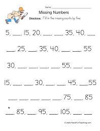 Select one or more questions using the checkboxes above each question. Count Fives Fill In The Blank Worksheet Have Fun Teaching First Grade Math Worksheets Kids Math Worksheets 1st Grade Math