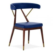 Kai Design Reysenn Wooden Dining Chair Faux Leather Upholstered Seat Blue In 2019 Wooden Dining Chairs Dining Chairs Mid Century Dining Chairs