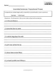 Scrambled Sentences Prepositions Sentence Scramble Sentences Scrambled Sentences Worksheet