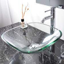 Check spelling or type a new query. Aquaterior Bathroom Tempered Glass Vessel Sink Natural Clear Square Shape Transparent Basin Amazon In Home Improvement