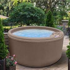 American Spas Cinnebar 4 Person 10 Jet Round Spa With Easy Plug N Play System Am R510r C The Home Depot Round Spa Tubs For Sale Hot Tub Accessories