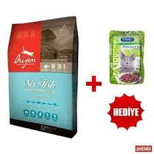 orijen 6 fish 6 balikli tahilsiz kedi mamasi 5 4kg tahilsiz aycicek yagi kedi
