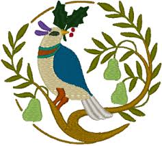 The last round of one version of the song that is commonly sung today ends: Partridge Pear Tree Embroidery Design