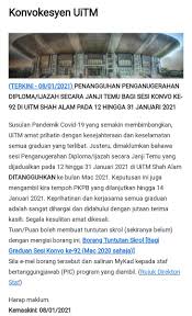 Bahagian rekod pelajar & konvokesyen uitm. Uitm Official On Twitter Penangguhan Penganugerahan Diploma Ijazah Secara Janji Temu Bagi Sesi Konvo Ke 92 Di Uitm Shah Alam Pada 12 Hingga 31 Januari 2021 Maklumat Lanjut Sila Ke Laman Web Rasmi Bahagian