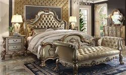 Dresden Bed In Gold Patina Finish By Acme 23160q Bedroom Furniture Sets Bedroom Sets Luxurious Bedrooms