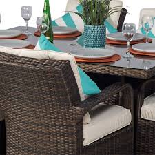 Vintage rattan dining set 5 pieces (chairs and table w/glass top) hand painted. Arizona 6 Seat Rattan Garden Furniture Dining Set