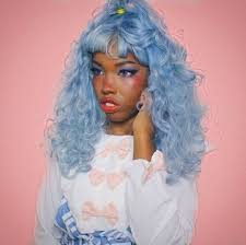 Shes gonna ditch him in 2 days cuz she's a gemini. Black Girls R Magic Blue Hair Black Girl Black Girl Pink Hair Kawaii Black Girl
