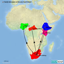 South africa's biggest food producer tiger brands will launch a venture capital fund to invest in food and beverage startups, with an initial allocation of geographically, the fund, which will be launched in june, will predominately focus on south africa, but not exclusively so, doyle told analysts after. Stepmap Tiger Brands Africa Landkarte Fur Africa