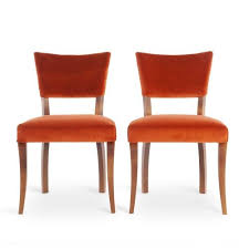 Pair Of Molina Dining Chairs Orange Velvet Dark Wood Root Catalog Orange Dining Chairs Dining Chairs Vintage Dining Chairs