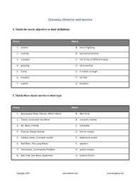 esl english vocabulary printable worksheets esl movies worksheets