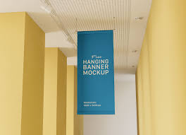 Just add your own custom design inside the smart object and you are done. Free Drop Down Hanging Banner Mockup Psd Good Mockups