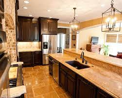 Kitchen Travertine Floor Dark Cabinets Design Pictures Remodel Decor And Ideas Kitchen Room Design European Kitchen Design Kitchen Dinning Room