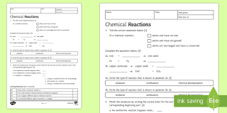 Check spelling or type a new query. Chemical Reactions Worksheet Ks3 Chemistry Science Resource
