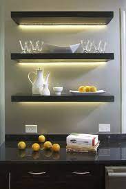Accent Lighting Tips Wisely Using Backlighting Display Lighting Uplighting And Wall Washing Floating Shelves Kitchen Floating Shelves Diy Floating Shelves