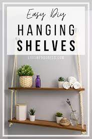 Make These Diy Hanging Rope Shelves Diy Hanging Shelves Floating Shelves Diy Diy Wood Shelves