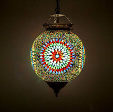 hanglamp bol 25cm gekleurd mozaiek