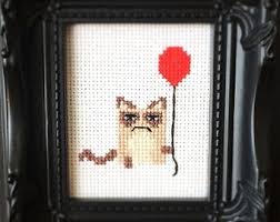 6 count would give you a 6.7 x 9.5 inch finished project. Grumpy Cross Stitch Etsy