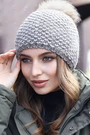 Fur Pom Pom Slouchy Beanie Fleece Lined-pom Pom Slouchy Beanie-big Pom Pom  Hat-christmas Gift for Wife-pompom Hat-gray Slouchy Beanie