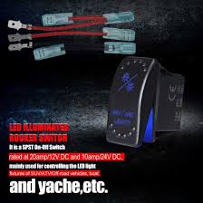 The wiring diagram to the right shows how the contacts and lamps are wired internally. Led Light Switch Off Road Lights Led Light Bar On Off Nav Anc Lights Rocker Switch With Jumper Wire 5 Pin 20 Amp 12v Led Lights Led Light Switch China Switch Socket Electric