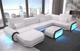 Große auswahl, günstige preise, 0€ versand. Wohnlandschaft Roma Xxl Mit Ottomane Weiss Schwarz Sofa Design Mobel Sofa Wohnzimmermobel Modern